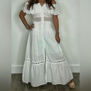 LARA White Crochet Maxi Dress